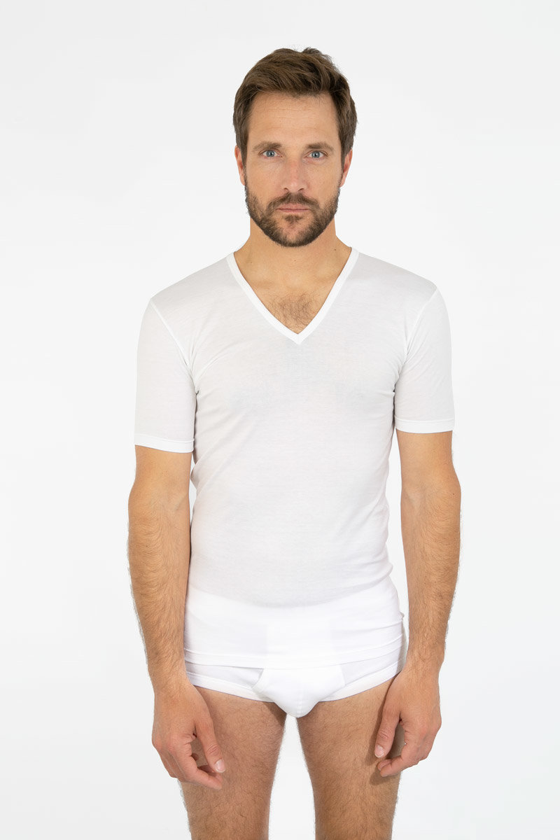 ARMOR-LUX T-shirt col V - coton léger Homme BLANC M
