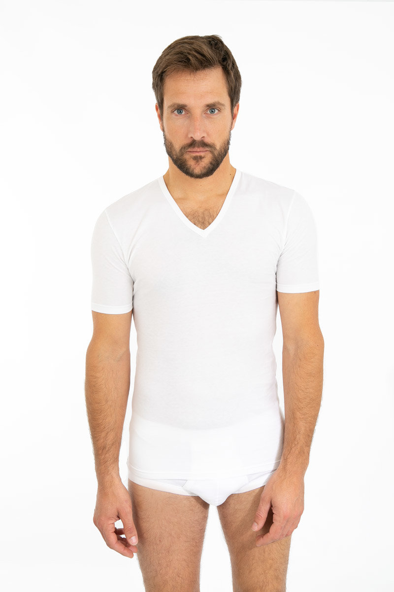 ARMOR-LUX T-shirt col V - coton léger Homme BLANC 3XL