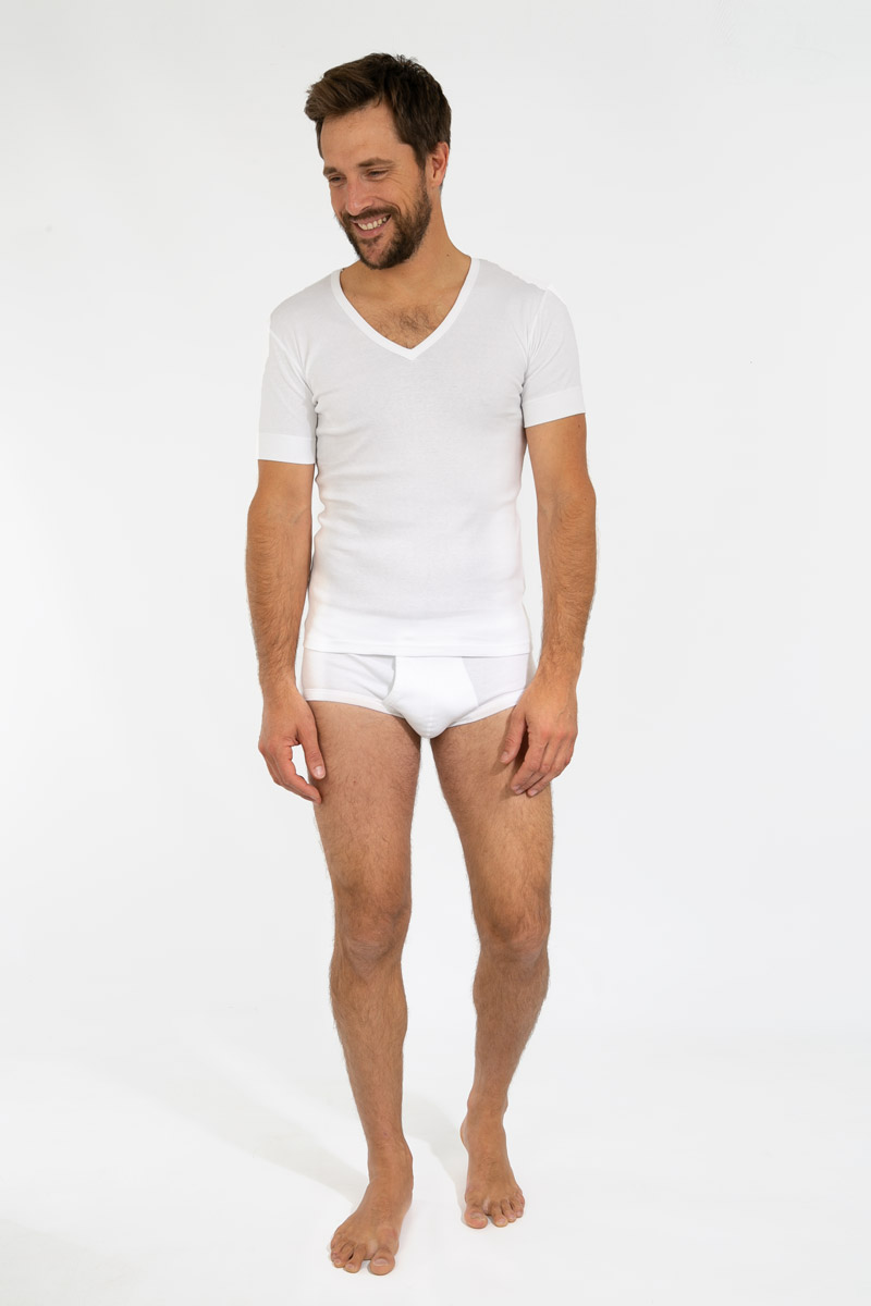 ARMOR-LUX T-shirt col V - coton peigné Homme BLANC S
