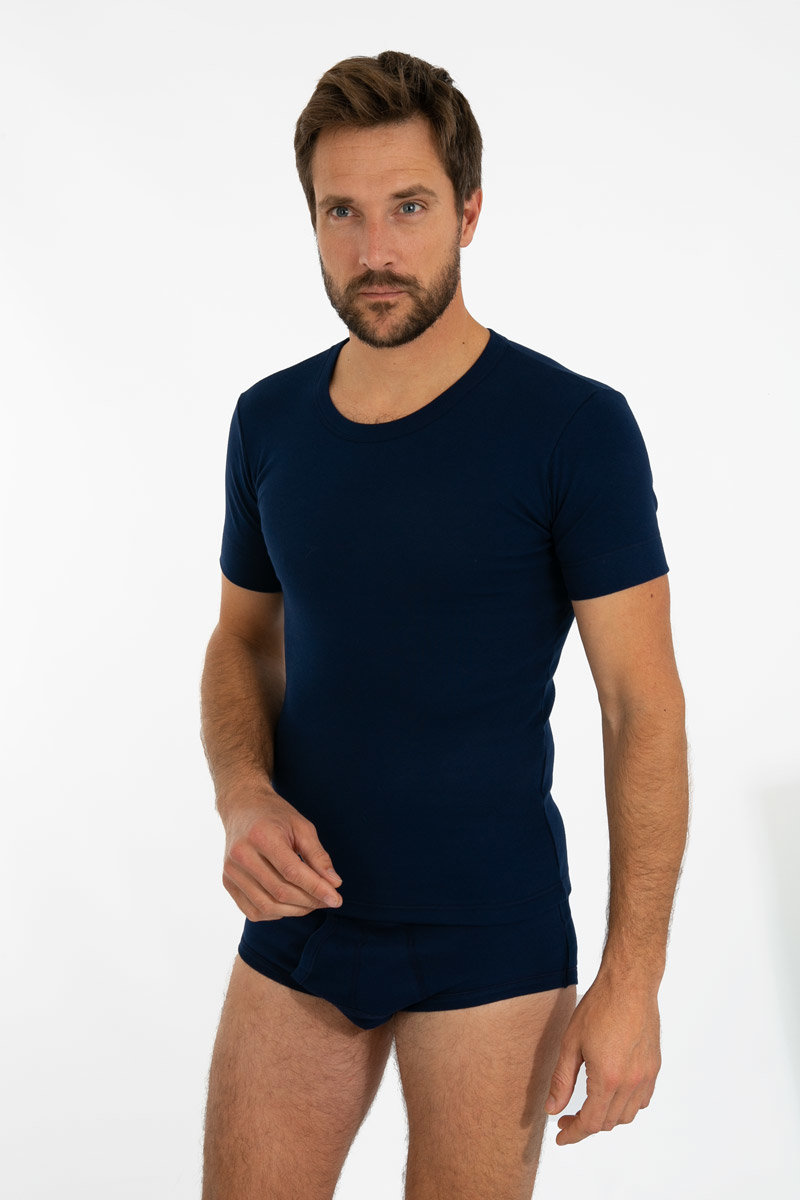 ARMOR-LUX T-shirt col rond - coton peigné Homme MARINE S