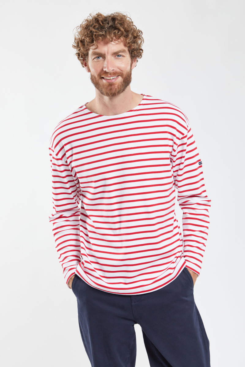 ARMOR-LUX Marinière Loctudy - coton épais Homme BLANC/BRAISE 2XL