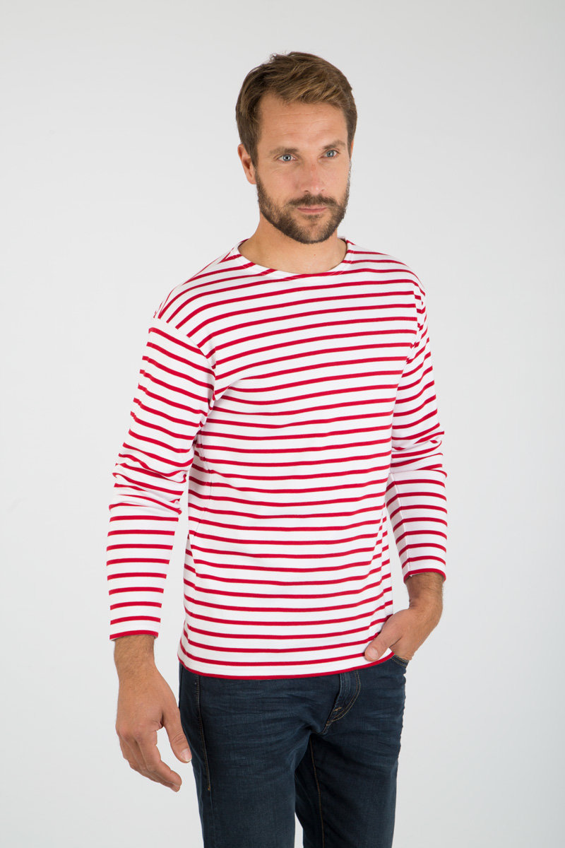 ARMOR-LUX Marinière Loctudy - coton épais Homme BLANC/BRAISE S