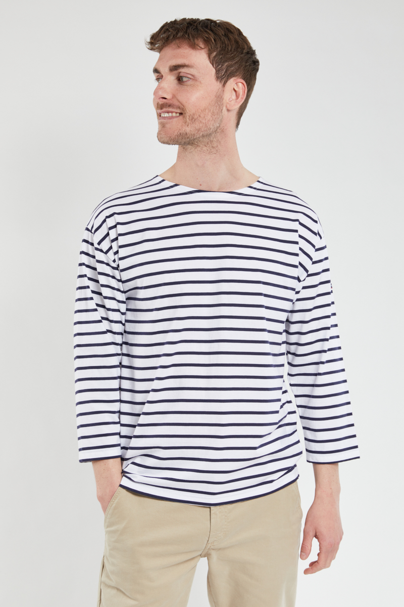 ARMOR-LUX Marinière Beg Meil - coton léger Homme Blanc/Navire 3XL