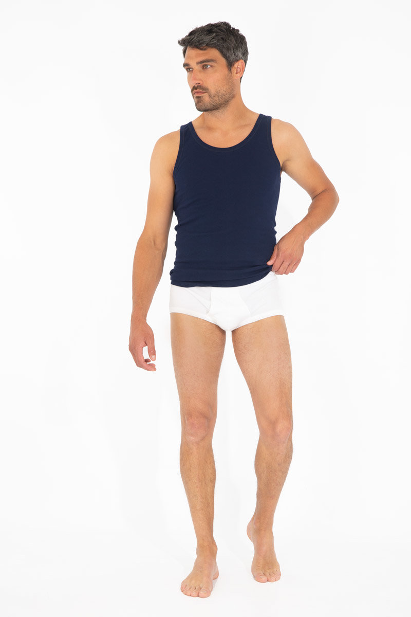 ARMOR-LUX Slip ouvert ceinture latex - coton Homme BLANC 3XL