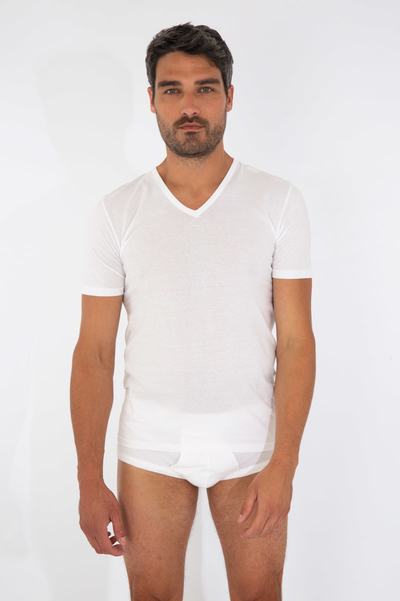 ARMOR-LUX T-shirt col V - coton léger Homme BLANC XL