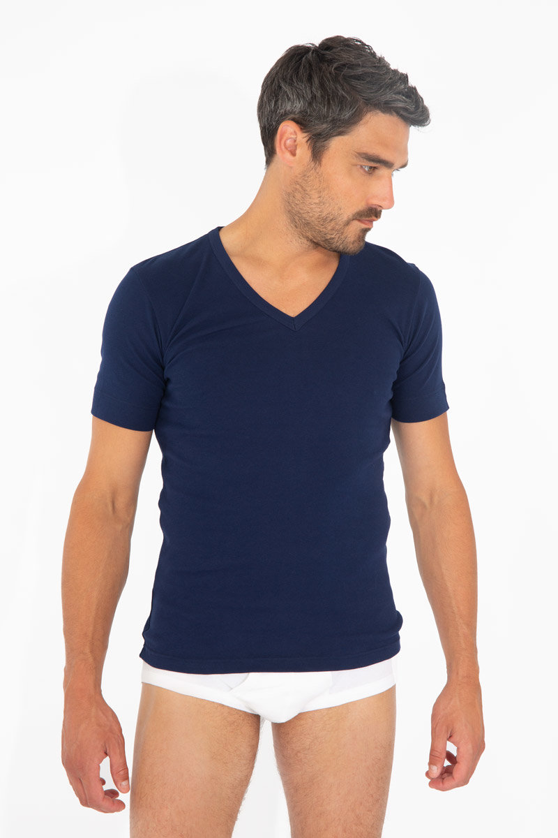 ARMOR-LUX T-shirt col V - coton léger Homme MARINE M