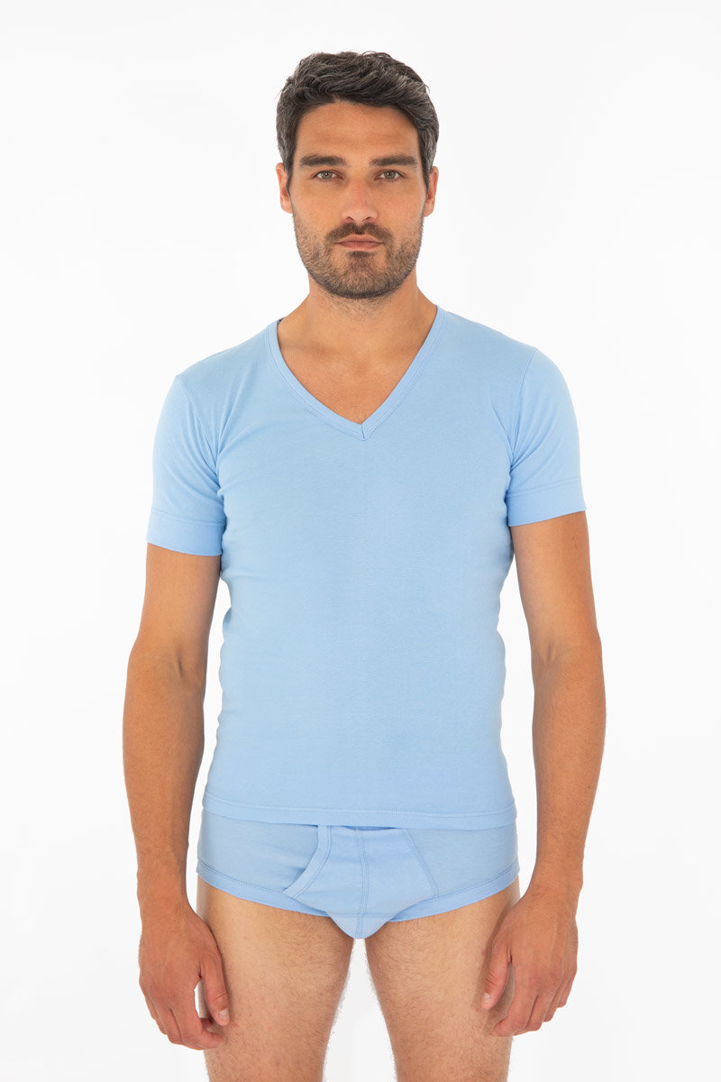 ARMOR-LUX T-shirt col V - coton léger Homme CIEL M