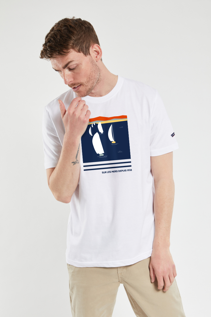ARMOR-LUX T-shirt sur les mers - coton léger Homme Blanc Sérig. Sur les Mers XS