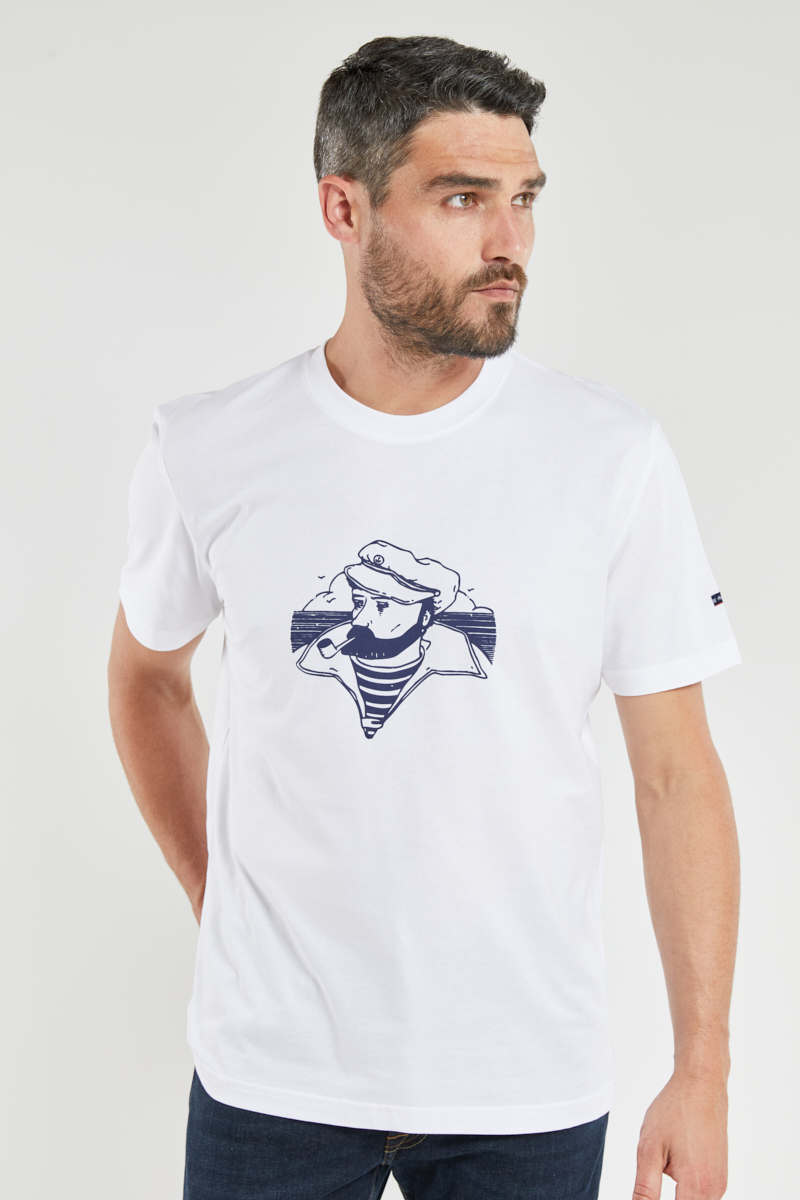 ARMOR-LUX T-shirt marin - coton léger Homme Blanc Sérig. Marin XS