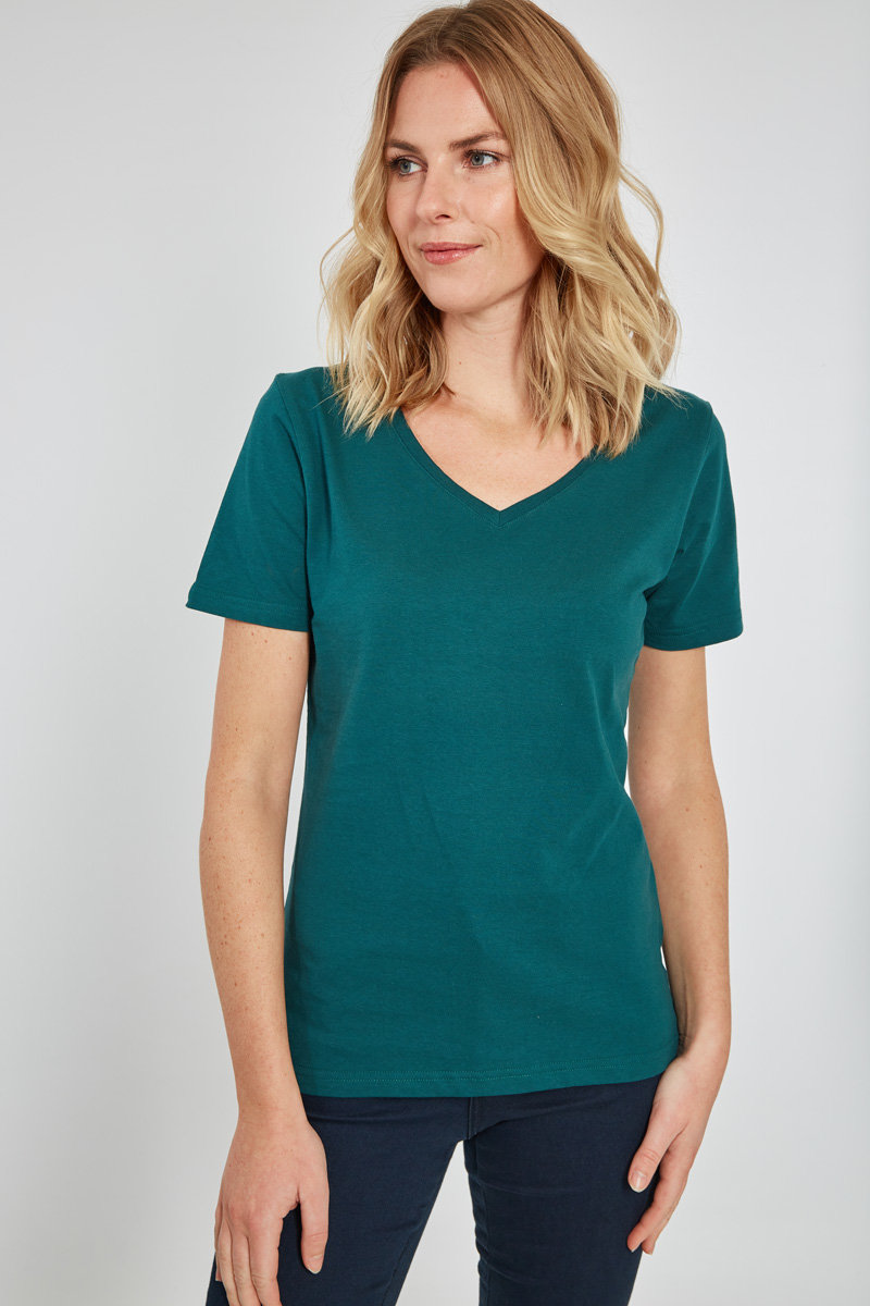 ARMOR-LUX T-shirt col V - coton léger Femme PETROLINE 2XL