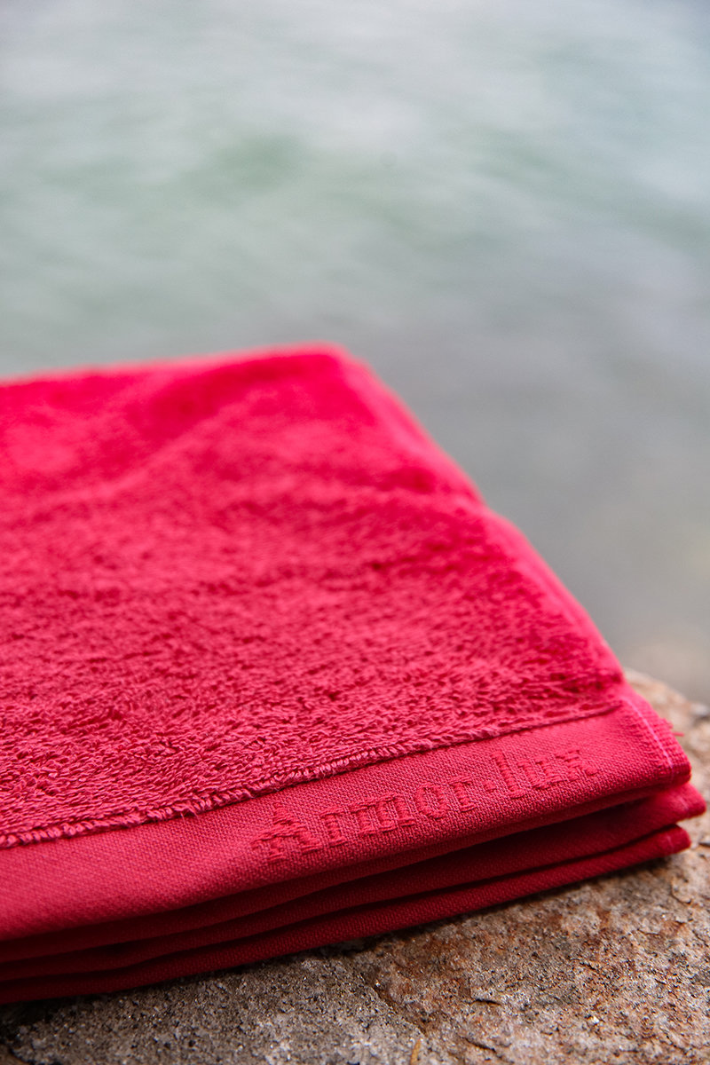 armor-lux serviette de bain 50 x 100  rouge tu