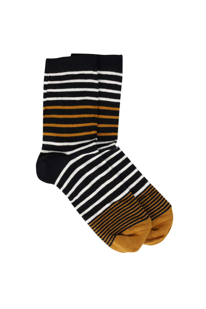 ARMOR-LUX Chaussettes rayées - coton Femme Fond Noir-Ray. Ecru 35/38