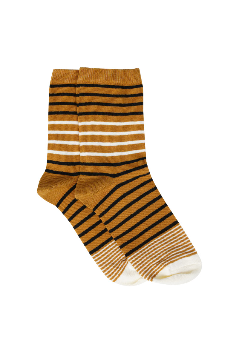 ARMOR-LUX Chaussettes rayées - coton Femme Fond Siena-Ray. Noir 35/38