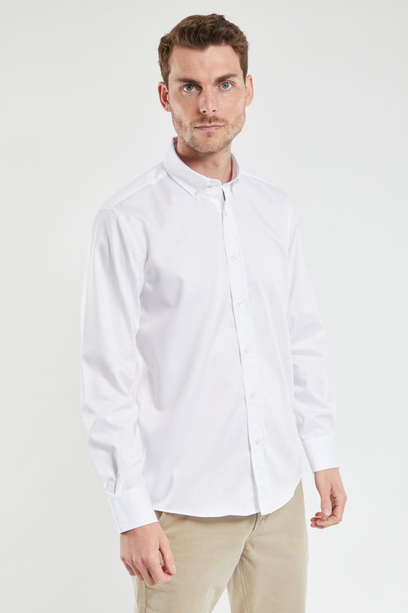 ARMOR-LUX Chemise manches longues - coton Homme Twill Blanc S - 38