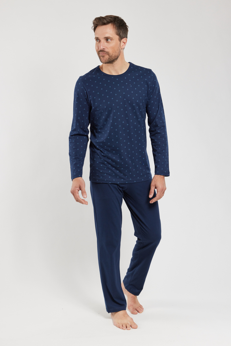 ARMOR-LUX Pyjama motifs ancres - coton léger Homme MARINE/BLUE S