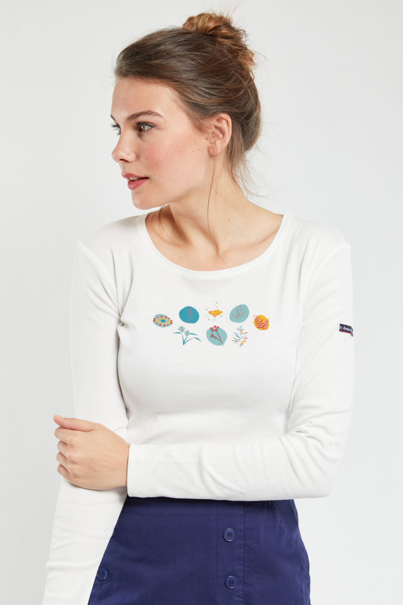 ARMOR-LUX T-shirt manches longues nature - coton léger Femme Milk-Nature Bretonne XS - 36