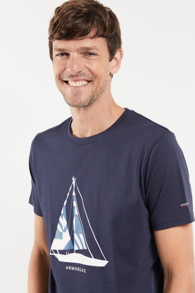 ARMOR-LUX T-shirt sérigraphié - coton Homme Marine Deep/Yatching S