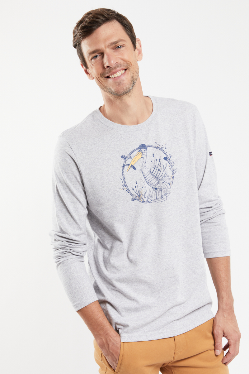 ARMOR-LUX T-shirt sérigraphié - coton Homme Gris chiné/Pélican S