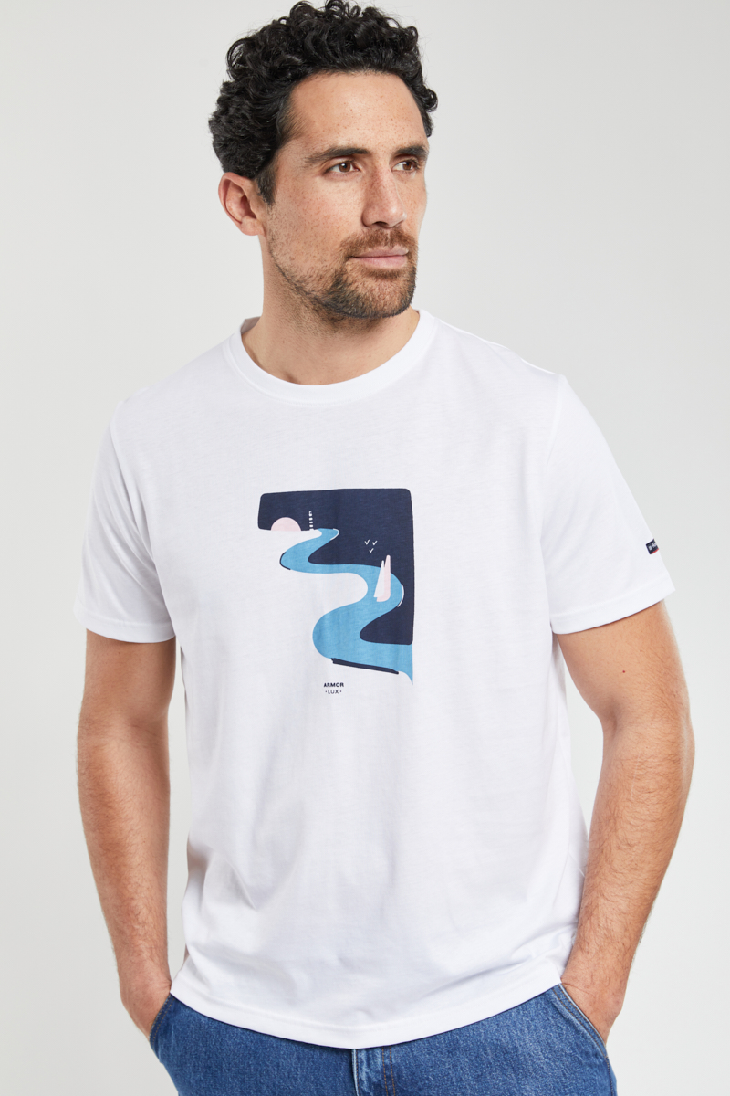 ARMOR-LUX T-shirt sérigraphié le fleuve - coton Homme Le fleuve/Blanc S