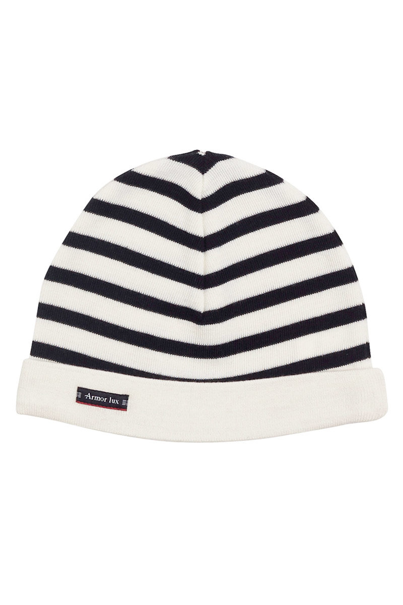 ARMOR-LUX Bonnet rayé Hauban - laine Femme Milk/Rich Navy TU