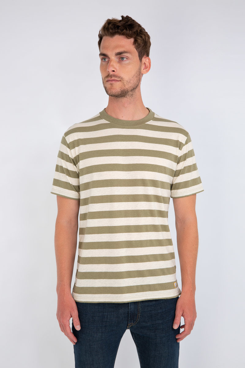 ARMOR-LUX T-shirt rayé Héritage - coton et lin Homme Fern/Nature 2XL