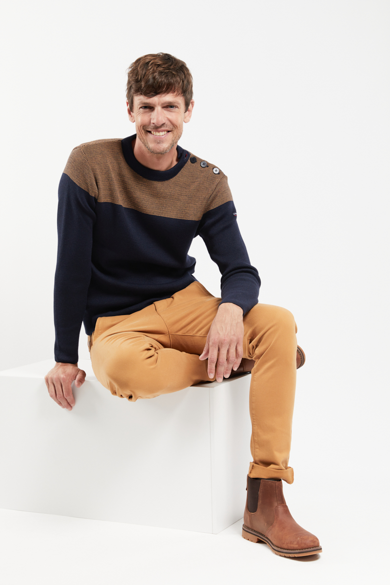 ARMOR-LUX Pull marin fantaisie Homme Navire/Cajou S
