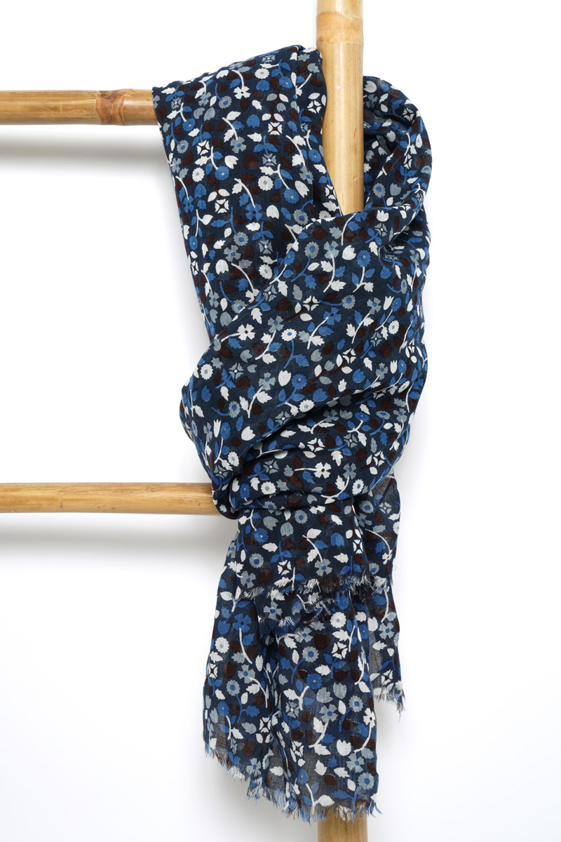 ARMOR-LUX Foulard motif floral - coton Femme Imp.Mini Fleurs Indaco TU