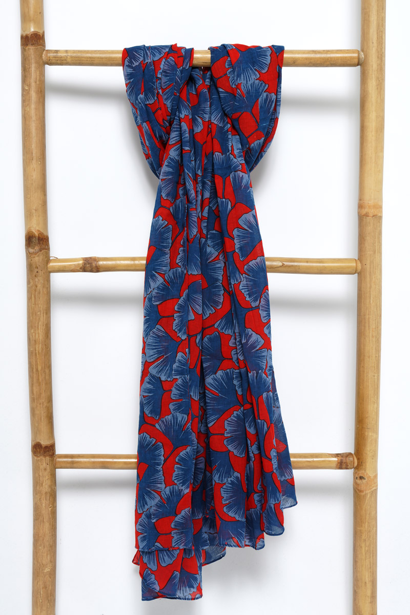 ARMOR-LUX Foulard motifs floraux - coton Femme Imp.Ginkgo Fuoco TU