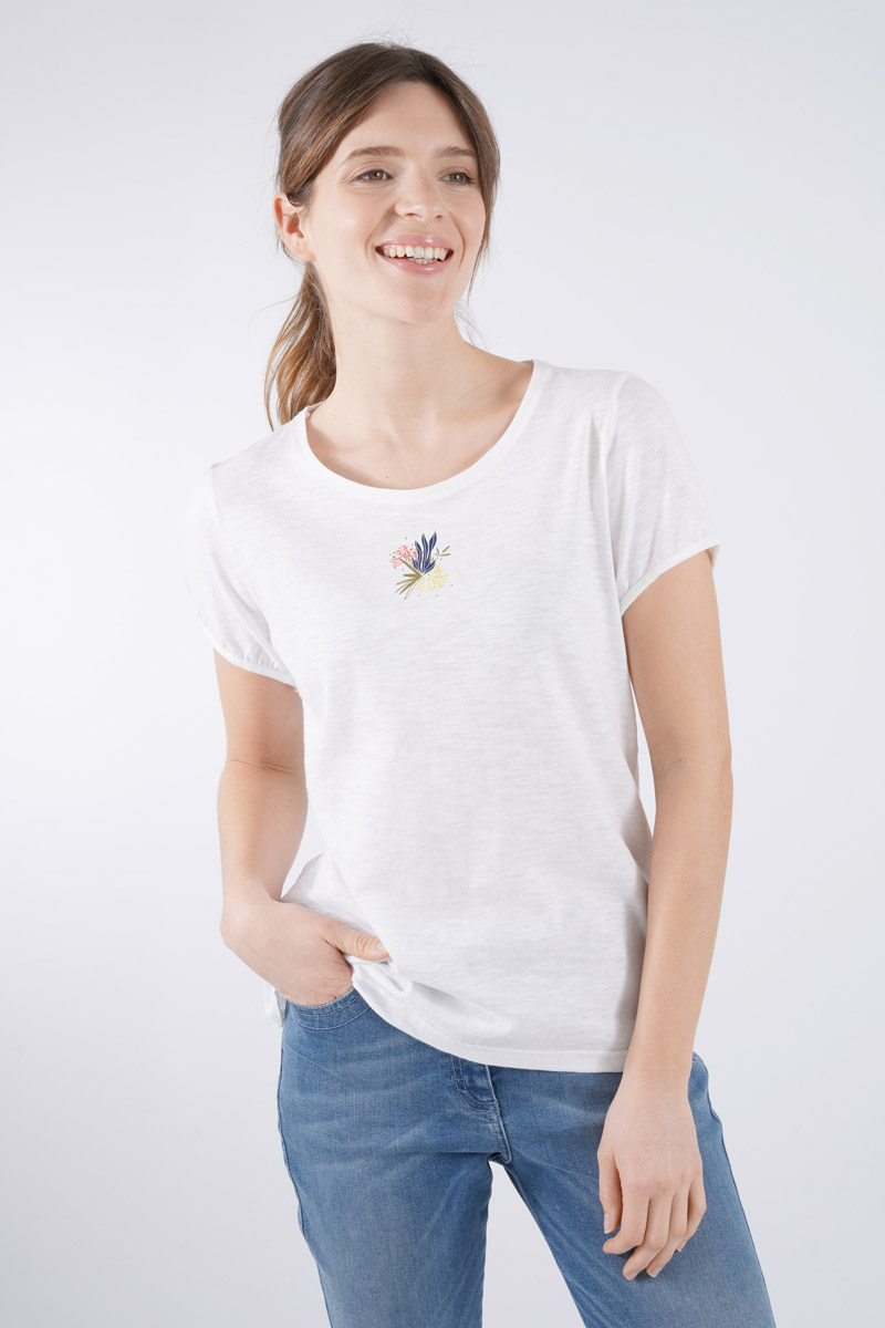 ARMOR-LUX T-shirt motif algue - coton léger Femme Blanc Sérig Algues XS - 36