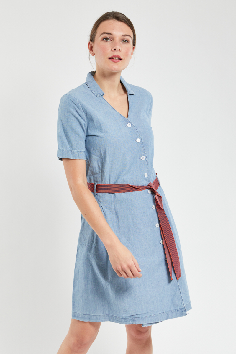 ARMOR-LUX Robe portefeuille - coton chambray Femme Chambray L - 42