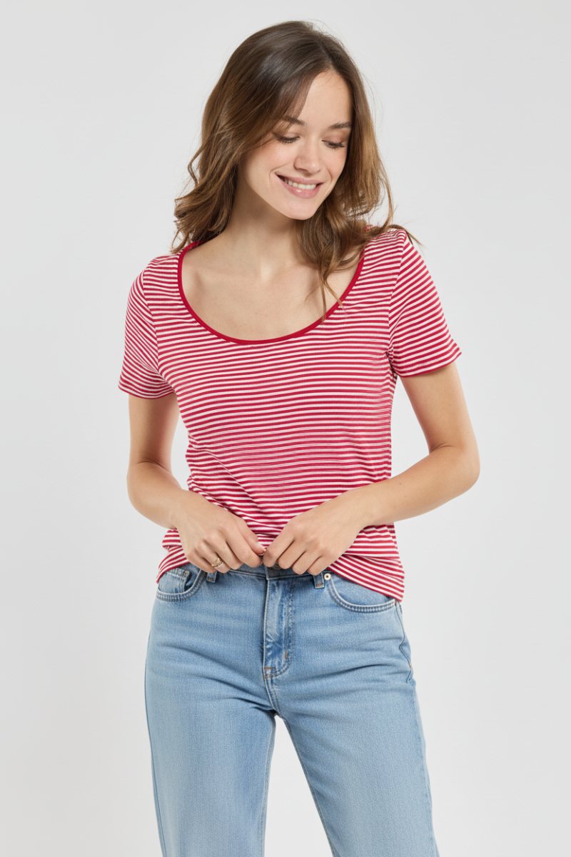 T-shirt+raye+col+rond+-+coton+biologique