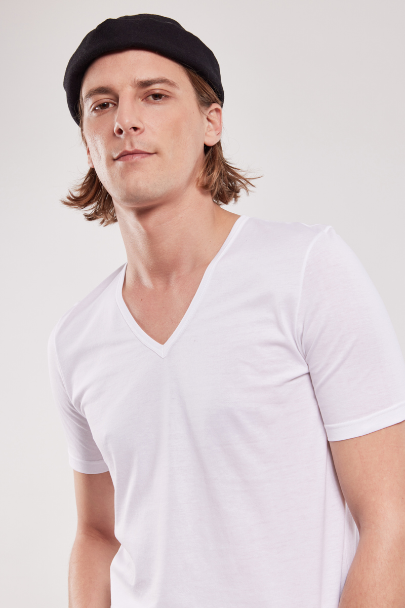 ARMOR-LUX T-shirt col V - coton léger issu de l?agriculture biologique Homme BLANC L