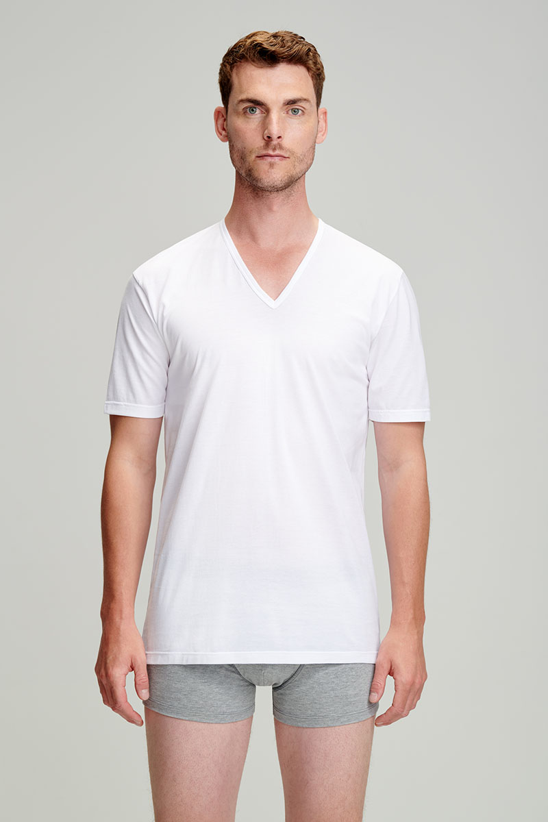 ARMOR-LUX T-shirt col V - coton léger issu de l?agriculture biologique Homme BLANC 4XL