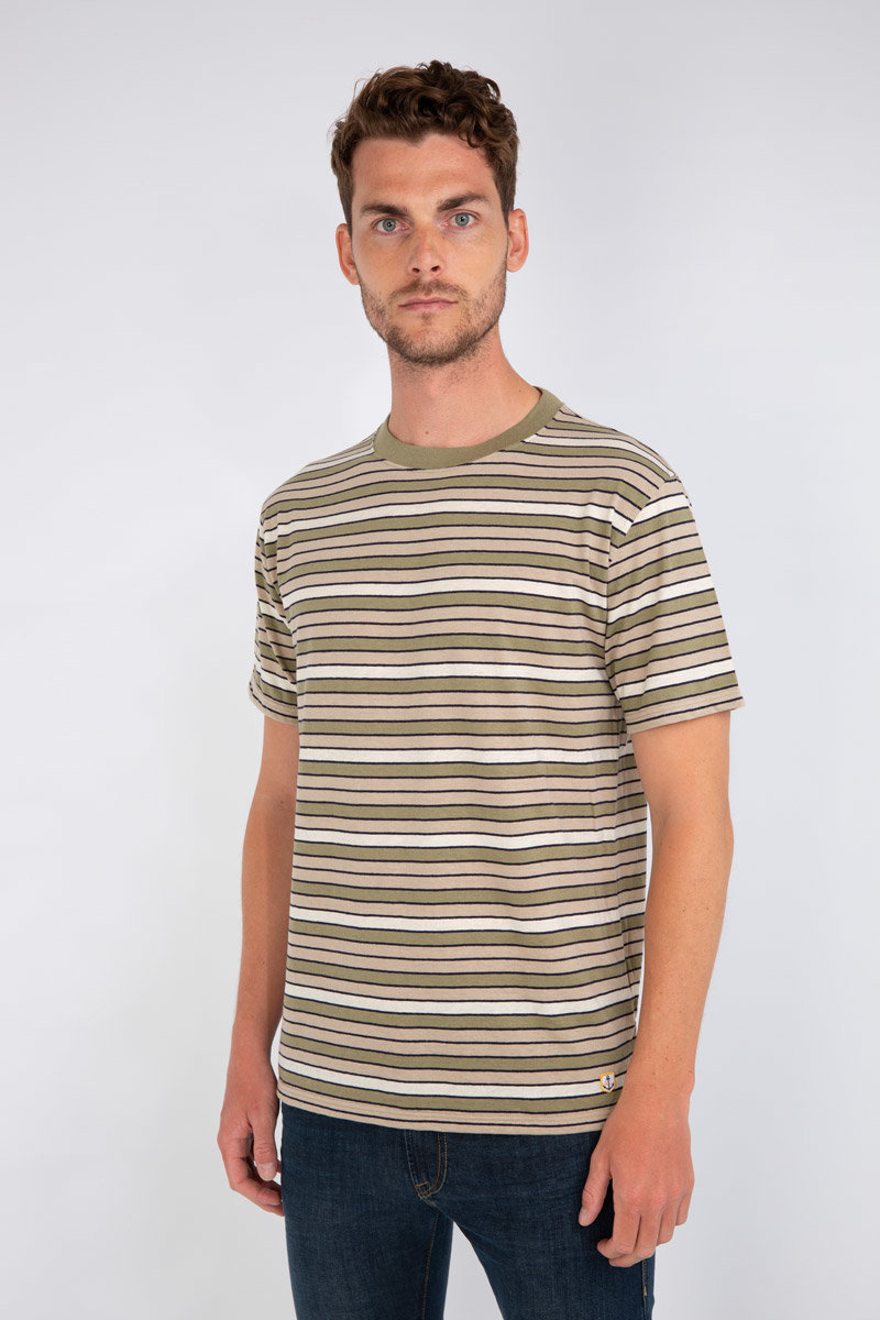 ARMOR-LUX T-shirt rayé Héritage - coton et lin Homme Fern/Flax/Navire/Nature S