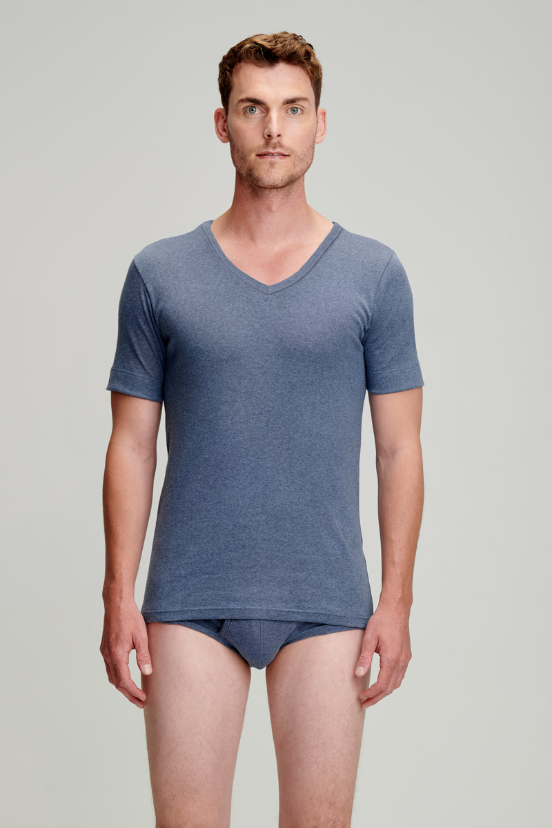 ARMOR-LUX T-shirt col V - coton épais issu de l?agriculture biologique Homme SALOON CHINE XL