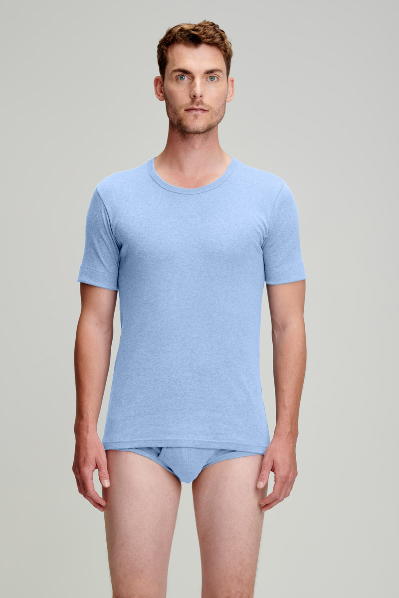 ARMOR-LUX T-shirt col rond - coton épais issu de l?agriculture biologique Homme CIEL M