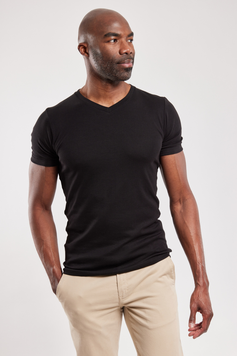 ARMOR-LUX T-shirt uni - Lyocell et coton Homme Noir Intense 2XL