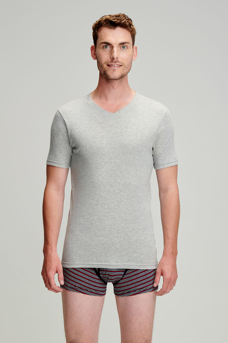 ARMOR-LUX T-shirt uni - Lyocell et coton Homme Gris Chiné Clair XL