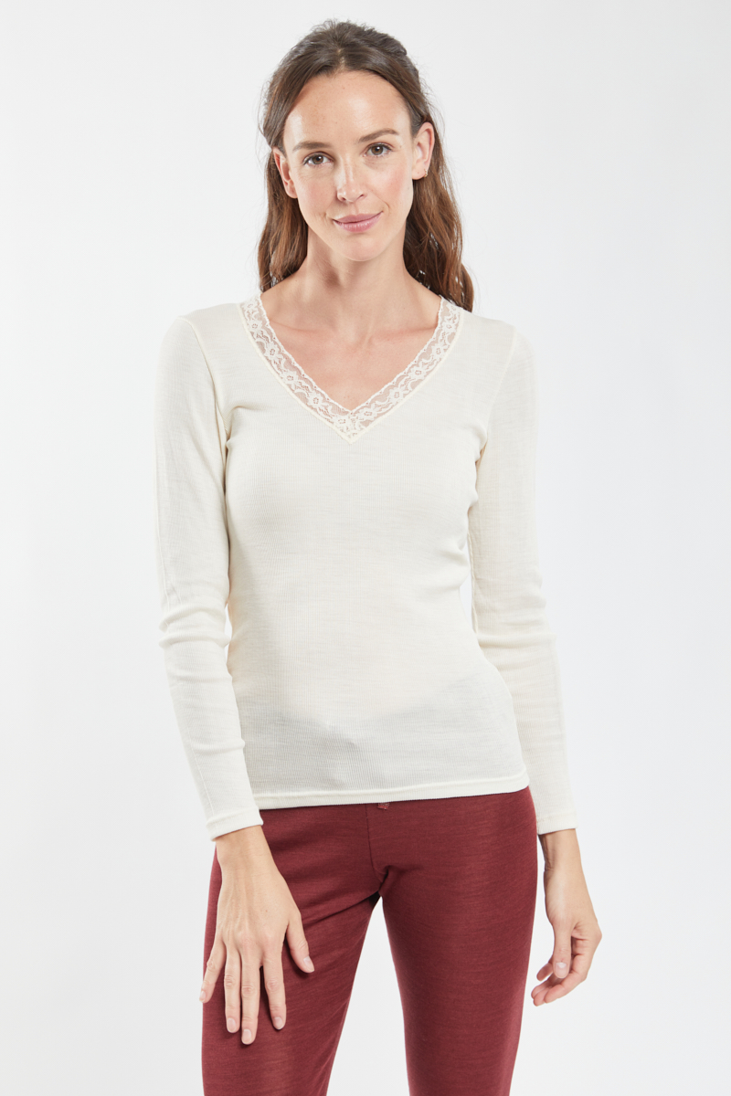 ARMOR-LUX T-shirt manches longues - laine et soie Femme NATUREL M - 40
