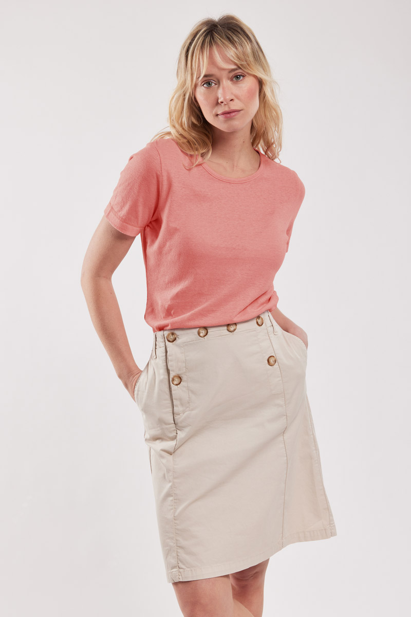 ARMOR-LUX T-shirt uni - coton et lin Femme Lantana XS - 36