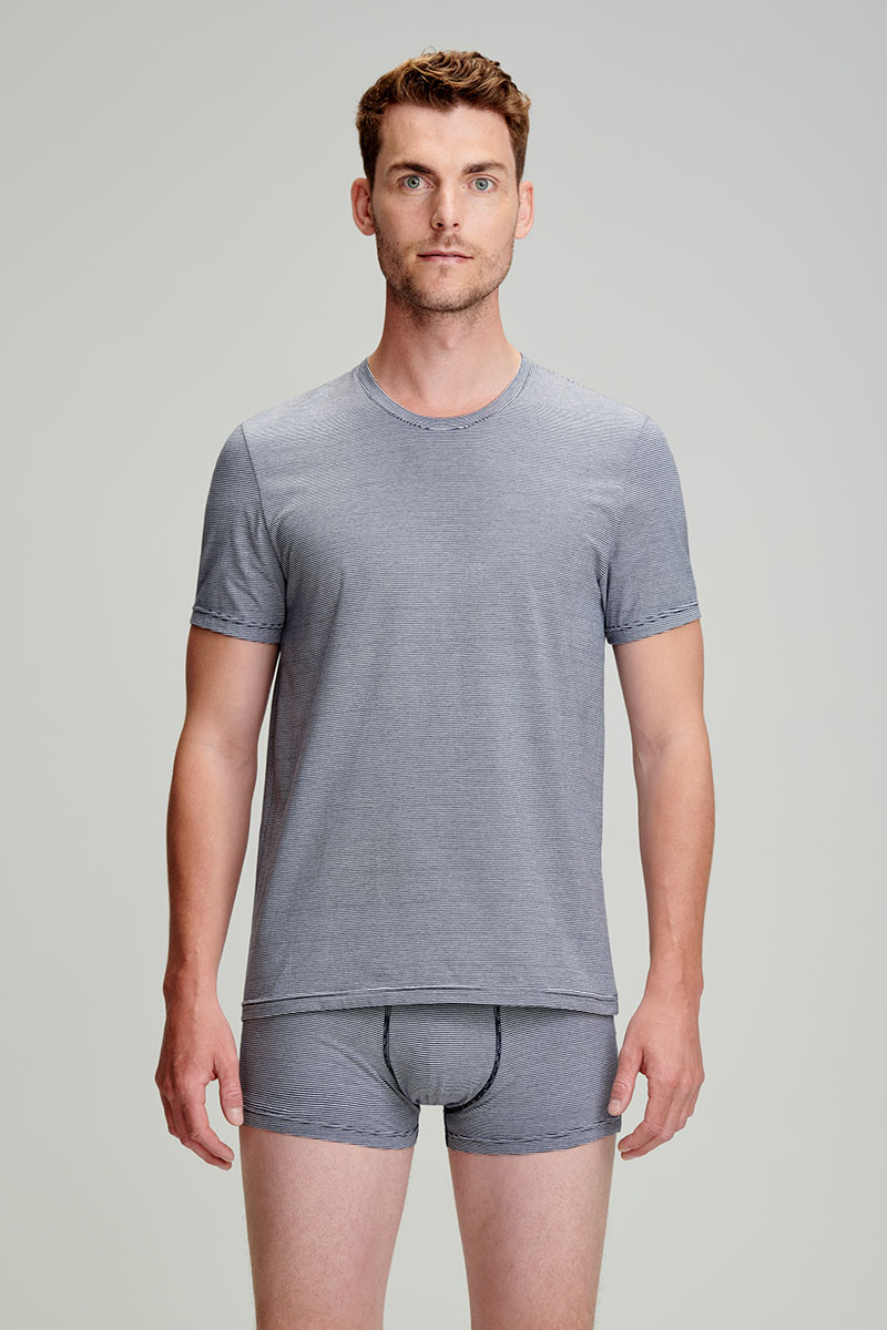 ARMOR-LUX T-shirt col rond - coton et modal Homme Marine deep / Blanc 3XL