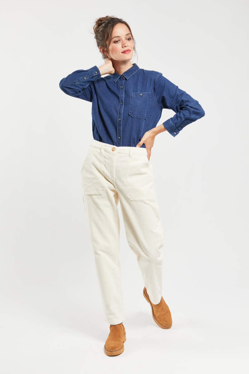 ARMOR-LUX Pantalon velours coupe droite Femme Nature XS - 36