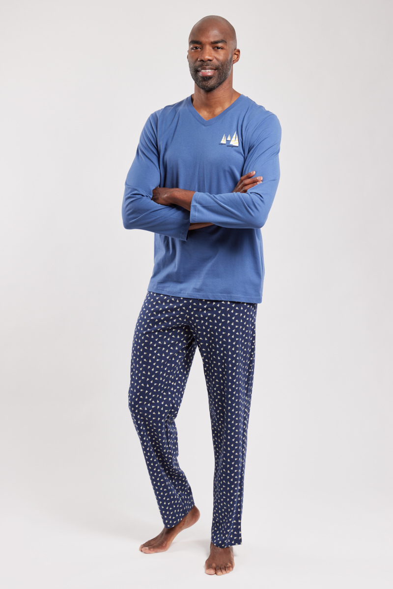 ARMOR-LUX Pyjama imprimé voilier - coton léger Homme Imprimé Bateaux rayé Marin S