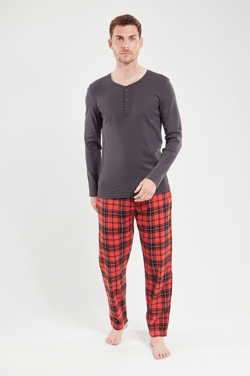 ARMOR-LUX Pyjama à carreaux - coton Homme Carreaux Marsala/ Onyx 4XL