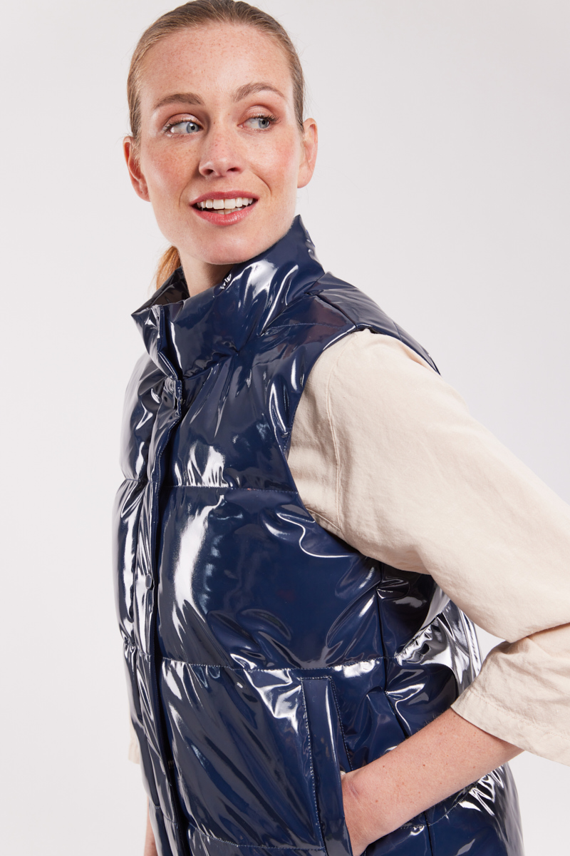 BERMUDES Doudoune sans manche brillante BREVES Femme BLEU NUIT M - 40