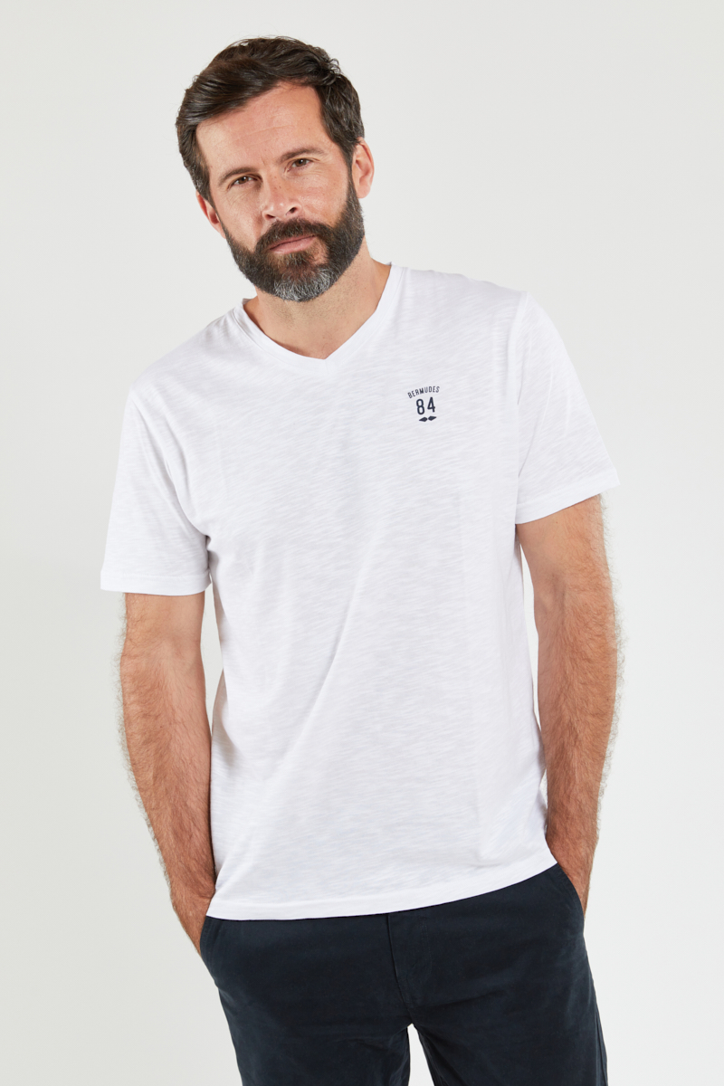 BERMUDES T-shirt VLAD - coton Homme BLANC S