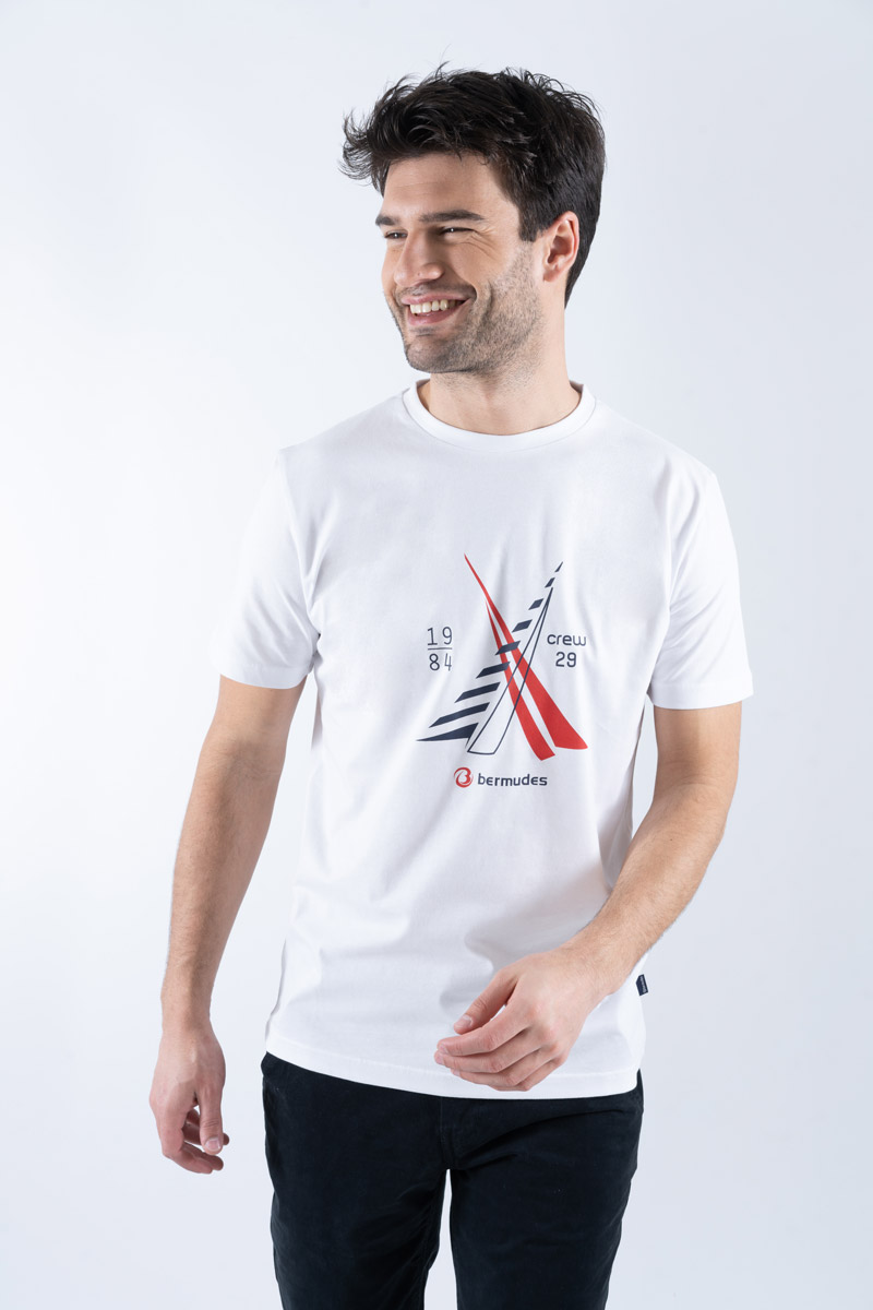 BERMUDES T-shirt imprimé VASCO - coton biologique Homme BLANC L