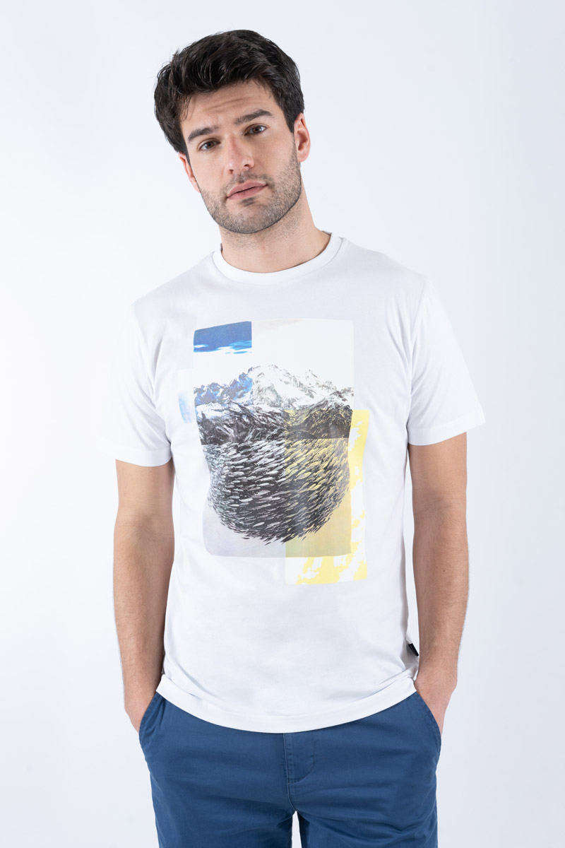 BERMUDES T-shirt VISION - coton biologique Homme BLANC S