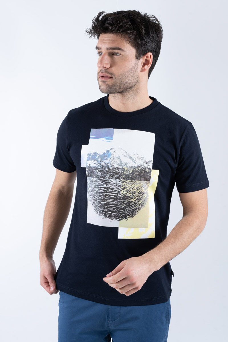 BERMUDES T-shirt VISION - coton biologique Homme NAVY L