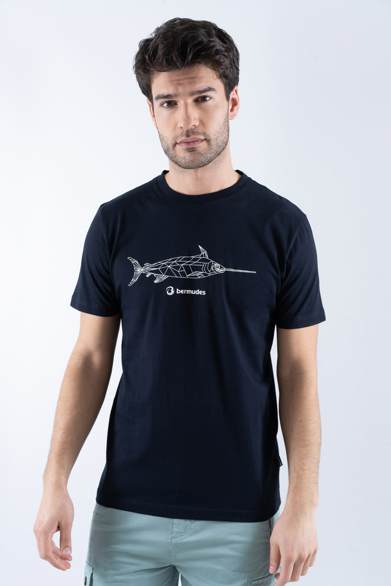BERMUDES T-shirt imprimé VACLAV - coton biologique Homme NAVY S